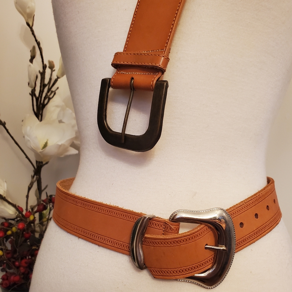 EUC Wide Leather and Western Belt Bundle